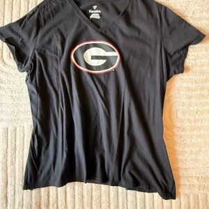 Fanatics Black V-Neck Georgia 'G' Logo Short Sleeve Tee
